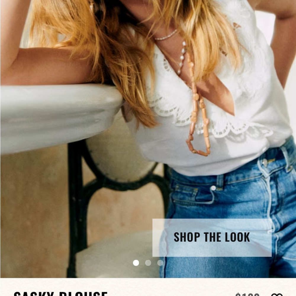 Sezane White Lace Blouse